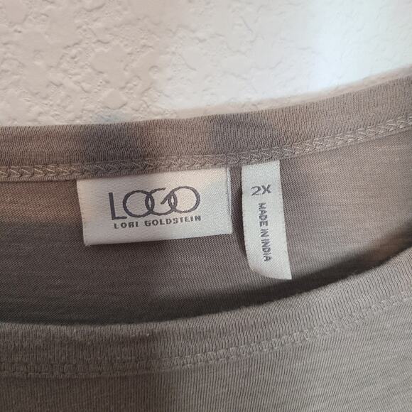 Logo by Lori Goldstein Ruffle Hem Solid 100% Cotton Top Blouse Front Pockets - Picture 4 of 10